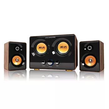 JS 2.2 雙重低音全木質三件式喇叭(樟木紋) JY3241樟木紋