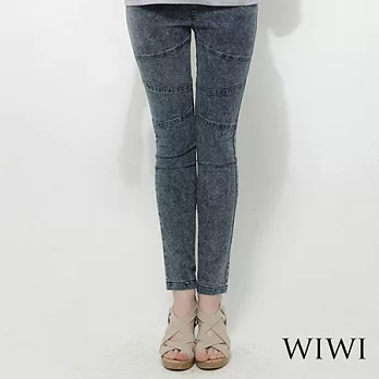 【WIWI】SlimFit立體顯瘦斜線條後口袋牛仔煙管褲(共二色M/L)M深藍