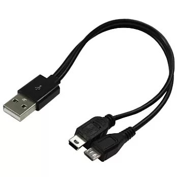 mini USB/ Micro USB to USB二合一充電傳輸線黑色