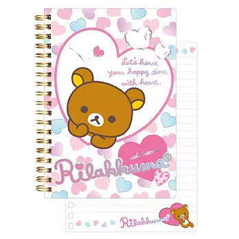 San-X 懶熊愛心泡泡浴系列線圈筆記本。懶熊愛心
