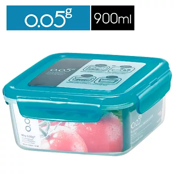 『ZZF-210G』樂扣0.05g超保鮮微波正方型保鮮盒-(900ml)(綠蓋)