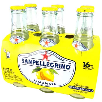 《S.Pellegrino》聖沛黎洛氣泡水果飲料-萊姆口味(200mlx6瓶)