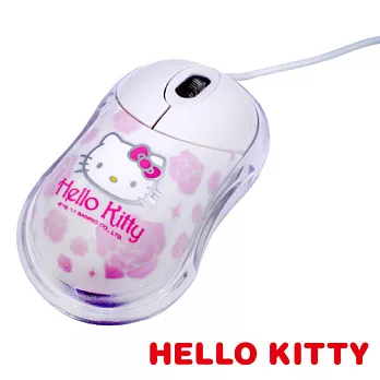 HELLO KITTY 玫瑰花紋光學滑鼠白色