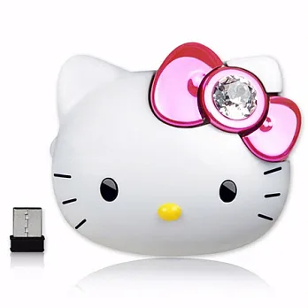 Hello Kitty 2.4G 造型晶鑽無線滑鼠 - 金屬粉紅版