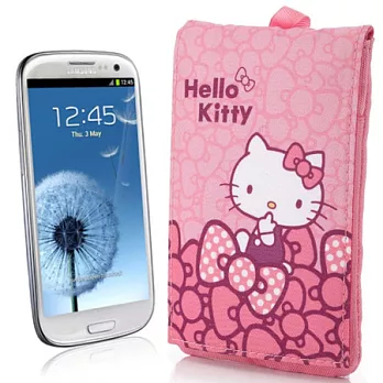 Hello Kitty牛津布手機包-蝴蝶結粉L