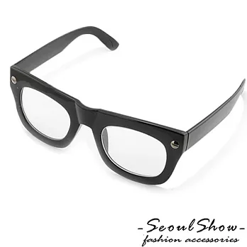 【Seoul Show】簡約時尚寬版平光眼鏡(1280 黑色)