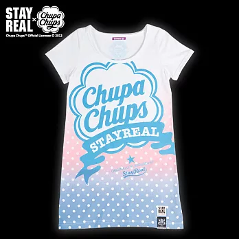 STAYREAL X Chupa Chups 甜秘密棒棒糖T - 紫標加長版 XS白藍