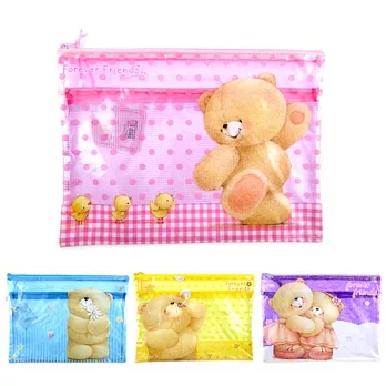 Forever Friends A4雙層拉鍊網袋粉紅色