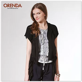 ORENDA 自然垂墜不規則剪裁罩衫S黑色