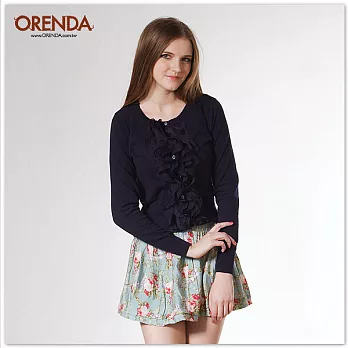 ORENDA 雪紡手工拼接公主系針織外套S深藍