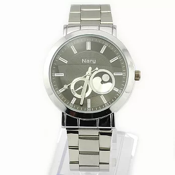 【Seoul Show】黑夜白晝面仿三眼不銹鋼手錶(黑色-男錶)