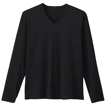 [MUJI 無印良品]男有機棉V領T恤黑色M