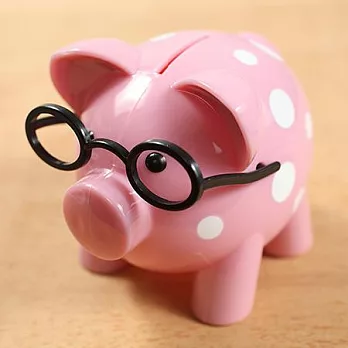 眼鏡小豬存錢筒-粉色