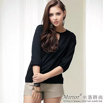 【Mirror米洛時尚】法國時尚七分袖上衣MIT台灣製造/黑S黑色