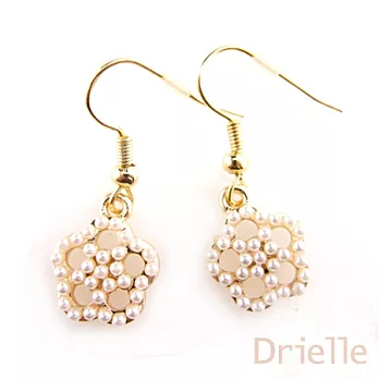 Drielle朵艾莉-珍珠花朵吊飾魚勾耳環
