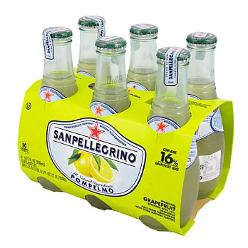 《S.Pellegrino》聖沛黎洛氣泡水果飲料-葡萄柚口味(200mlx6瓶)