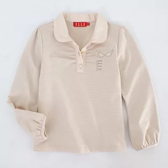 百事特童裝e店【ELLE】金蔥橫紋POLO衫150卡其