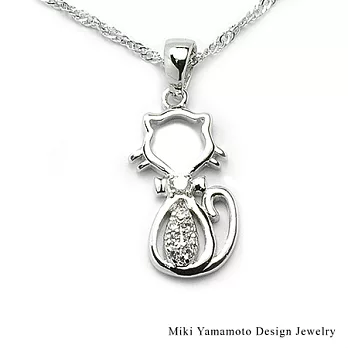 【山本美樹】俏皮捲尾貓奧地利水晶項鍊(銀色)