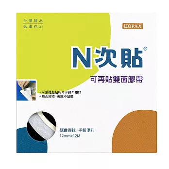[N次貼] 海報貼-可再貼雙面膠帶 12mm X 12M/卷-64006