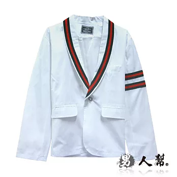 【男人幫】C5052＊【英倫風鍛面材質腰身設計西裝外套】XL白色