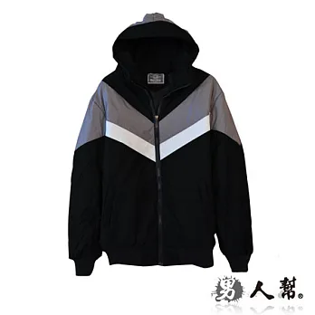 【男人幫 】C5222＊ 【太空帽設計拼接連帽外套】M黑色