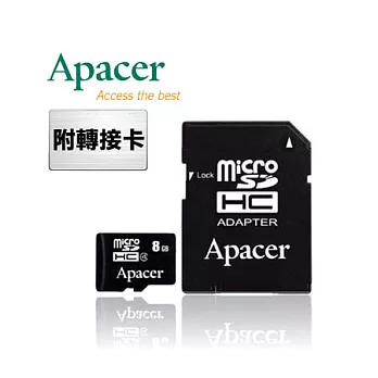 Apacer宇瞻 8GB MicroSDHC Class4 記憶卡+T/F專用讀卡機(SY-T95)