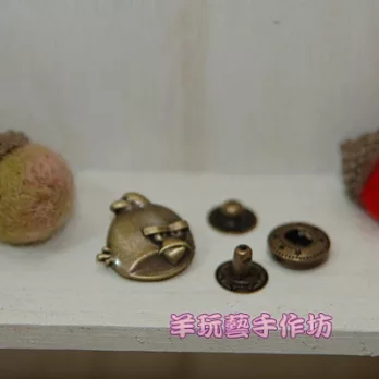 【古銅色純銅 四合扣 金屬扣-奮怒鳥 1入】