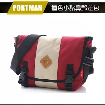 PORTMAN 撞色小豬鼻郵差包PM1228818烈艷紅