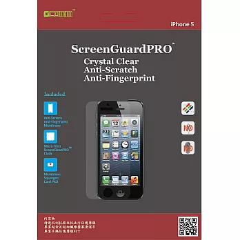 GCOMM ScreenGuardPRO(TM) iPhone5 清透抗括抗指紋抗油污螢幕保護膜(附ScreenCleanPRO(TM)專業超音波抗靜電超纖清潔布)