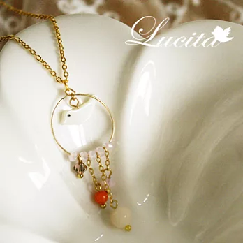 Lucita 夢幻鳥兒與粉紅色的夢想飛翔 金色可愛正韓項鍊