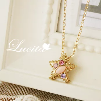Lucita 海裡的夢幻海星 美麗金色鑲嵌寶石韓國直送項鍊