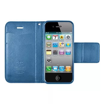 Metal-Slim Apple iPhone 5書本式側翻皮套藍