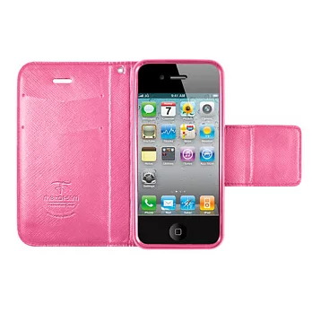Metal-Slim Apple iPhone 5書本式側翻皮套桃紅色