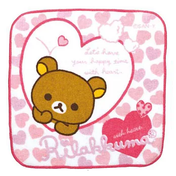 San-X 懶熊愛心泡泡浴系列小方巾。懶熊愛心
