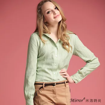 【Mirror米洛時尚】經典款直條花紋襯衫MIT台灣製造-綠S