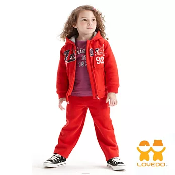 【LOVEDO-艾唯多童裝】運動甜心 Friend92連帽運動套裝(紅)105紅色