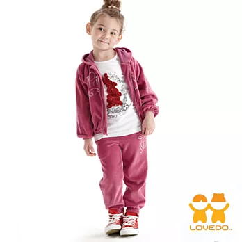 【LOVEDO-艾唯多童裝】休閒甜心 女童運動連帽運動套裝(桃)105桃色