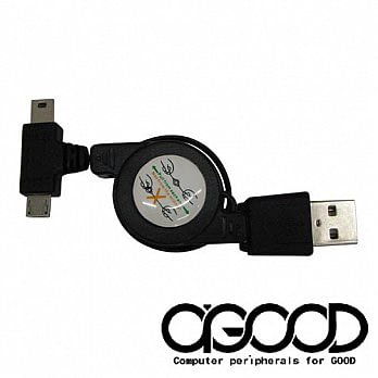 Micro / Mini USB 轉 USB2.0 伸縮傳輸充電線黑色