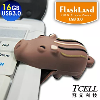 TCELL冠元 USB3.0 16GB 飽兒(Flash Land快閃森林系列)棕色