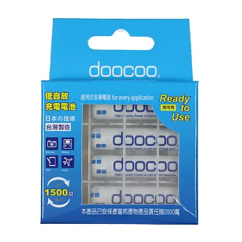 【doocoo】4號 AAA 980mAh 低自放鎳氫電池(4入)