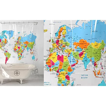 【賽先生科學工廠】透明/世界地圖浴簾(英文版)