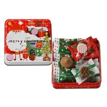 [日本進口聖誕節限定版本]巧克力&餅乾造型鐵盒(紅色)