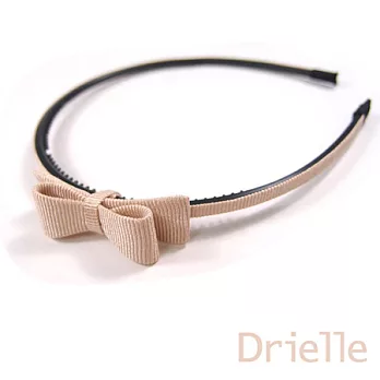 Drielle朵艾莉時尚髮飾-立體蝴蝶結緞帶髮圈(卡其米)