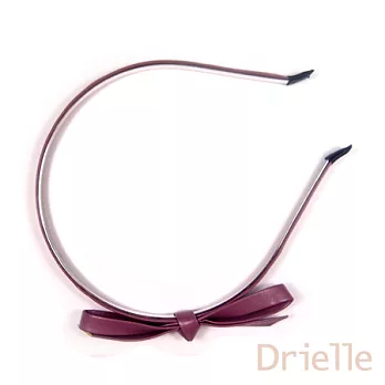 Drielle朵艾莉時尚髮飾-立體蝴蝶結仿皮質髮圈(紫)