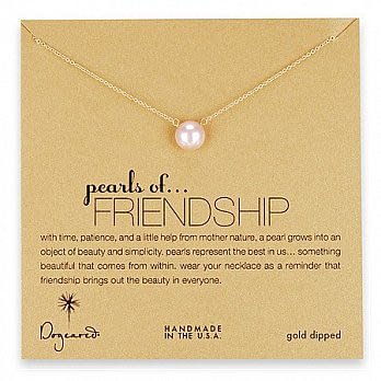 【Dogeared】美國品牌祈願K金項鍊~大白珍珠K金黃 16英吋