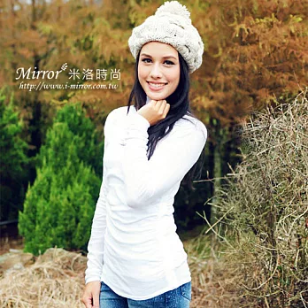【Mirror米洛時尚】翻領顯瘦純棉針織衫 MIT台灣製造S白色