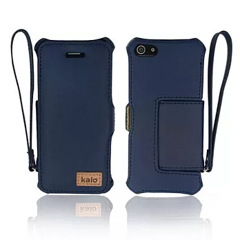 Kalo 卡樂創意 熱定型側掀站立皮套for iPhone5(藍色)