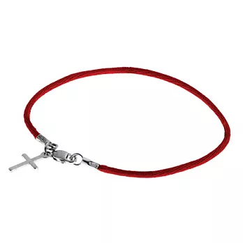 【One of a Kind】好萊塢明星最愛幸運手鍊~紅線銀墜 十字架亮銀