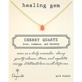 【Dogeared】美國品牌Healing Gem祈願誕生石K金項鍊~櫻桃粉水晶K金黃 16英吋