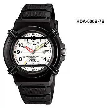 CASIO卡西歐防護罩10年電池100m防水運動石英錶 HDA-600B-7B